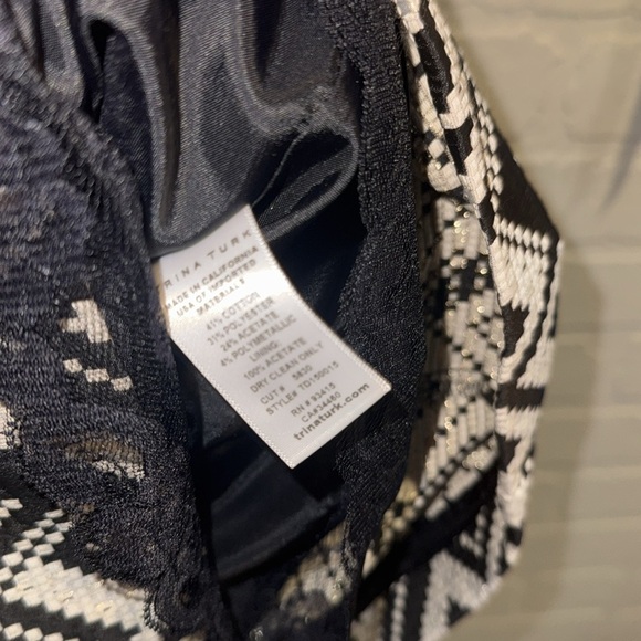 Trina Turk dress Chevron Black Cream hint of gold size 2 NEW Akita - Picture 5 of 6